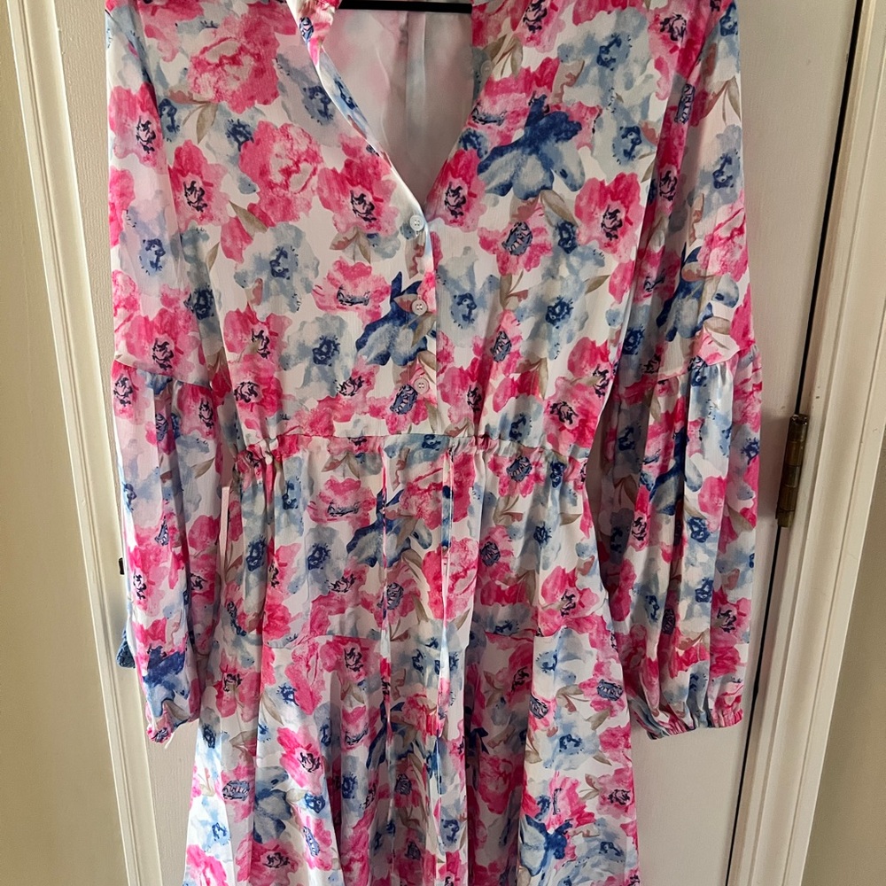 Floral Pink and Blue Dress